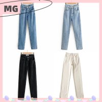 Magical house [2023 new HOT FASHION] lazlook Slim STRAIGHT Split กางเกงยีนส์ผู้หญิงเอวสูงกางเกงยีนส์ผู้หญิง VINTAGE Long ankle Slit กางเกงยีนส์สำหรับผู้หญิง Black DENIM กางเกงขายาว2023