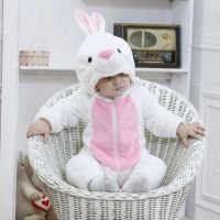 （flowerlove fashionable）ชุดกระต่ายสีขาวชุดแฟนซี,ชุดรอมเปอร์ลายสัตว์การ์ตูน Kigurumi จัมพ์สูทเด็กแรกเกิดเด็กทารกชุดแฟนซีอีสเตอร์