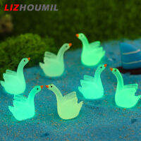 LIZHOUMIL 8สีการ์ตูนหงส์เรืองแสงเครื่องประดับเรซิ่นหัตถกรรมสำหรับตกแต่งสวนภูมิทัศน์ขนาดเล็กระเบียงนางฟ้า