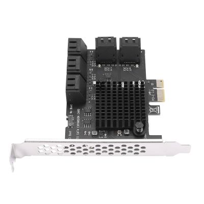 10 Port SATA 3.0 to PCIe X1 Expansion Card PCI Express SATA Adapter SATA3 6G Converter with Heatsink for Windows