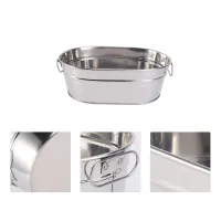 【CW】 Tub Metal Galvanized Beverage Drink Oval Buckets Seafood Serving Storage Cold