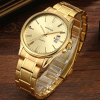 Relogios Masculino WWOOR Mens Watch Top Luxury Gold Quartz Calandar Clock Men Golden Stainless Steel Sport Watch erkek kol saati