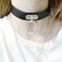 【HOT】卍☎ Gothic Collar Steampunk Necklace Men Chokers Leather Goth Punk Choker Round Chunky