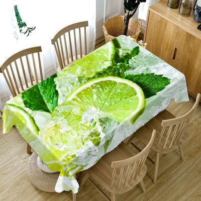 【CW】 Lemon Pattern Printed Tablecloth Cover Rectangular and Oilproof