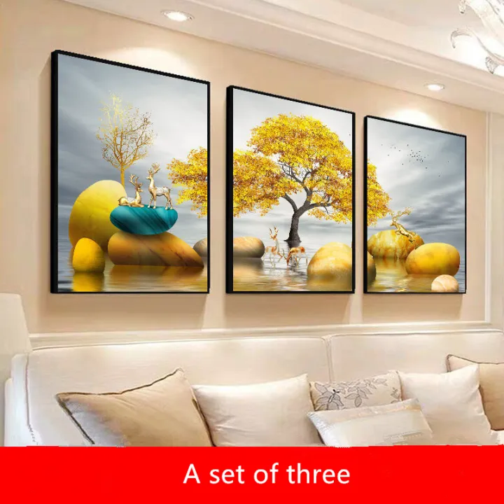 3pcs/set Creative Living Room Decoration Painting Sofa Background Wall  Painting Modern Minimalist Mural (With Frame) | Lazada PH