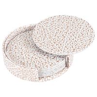 6PCS PU Leather Marble Coaster Drink Coffee Cup Mat Easy to Clean Placemats Round Tea Pad Table Pad Holder