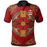 2023 NEW Style Martin Lords Of Cemais Pembrokeshire Welsh Family Crest Polo Shirt - Vintage Celtic Cross Redsize：XS-6XLNew product，Can be customization