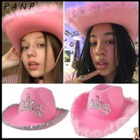 PANP แต่งตัวขึ้น ไวลด์ มงกุฎมงกุฎดอกไม้ หมวกขนปุย หมวกคาวบอยสีชมพู West Cowgirl ชุดแฟนซี