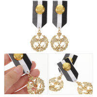 Eshopdeal【Hot Sale】 2pcs Metal Ribbon Brooch Pins Brooches Brooches Kids Award Medals Medals Party Toys