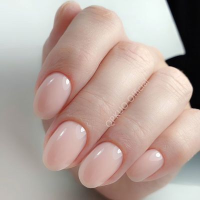 24Pcs Shiny Natural Pink Short Fake Nails Oval Top Artificial Press On False Nails Full Cover DIY Finger Tip Manicure Tool