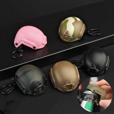 Mini Helmet Bottle Cap Opener Keychain Hiking Camping Portable Helmet Shaped Tactical Bottle Opener Tools Military Charm