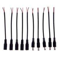 LZFBWO 5 Pairs คุณภาพ ลวดทองแดงรักษาความปลอดภัย 12V อะแดปเตอร์ สายเคเบิลตัวผู้/ตัวเมีย ขั้วต่อ DC LED 5.5 X 2.1mm