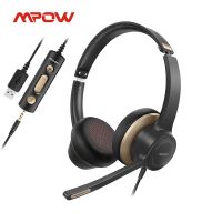 Mpow HC6 USB หูฟังแบบมีสาย3.5มิลลิเมตร On-Ear คอมพิวเตอร์หูฟังมีไมโครโฟนใบ้สำหรับ Skype ชุดหูฟังโทรศัพท์พร้อมชุดหูฟังสำหรับ PC แล็ปท็อป