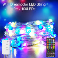 Tuya Smart LED Fairy Strip Light RGBIC 10m 100LEDs Smart Christmas Lights with 40key Remote Control for DIY Home Decoration