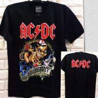 เสื้อยืดผู้ชายสีดำวงร็อก ACDC เสื้อลำลองแขนสั้น