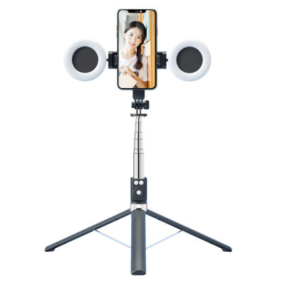 ที่ยึดโทรศัพท์มือถือ Sticks1.7m Selfie แบบบูรณาการถ่ายตัวเองคานงัดสามขากล้องถ่ายทอดสดขาตั้งสำหรับออกอากาศรีโมทคอนโทรลที่ชาร์จเติมแสง