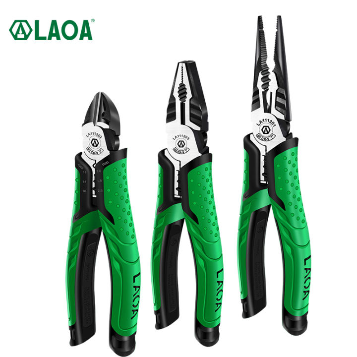 laoa-long-nose-pliers-industrial-grade-hand-pliers-household-sets-multifunctional-7-inch-electrician-diagonal-wire-cutters