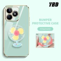 YBD เคสโทรศัพท์แบบเรียบง่ายหรูหราสำหรับ OPPO Realme C53 Narzo N53 K11 5Gสเตอริโอ ขายึดพัดหลากสีแบบหมุนได้คลุมทั้งหมดเคสกันกระแทกกล้อง