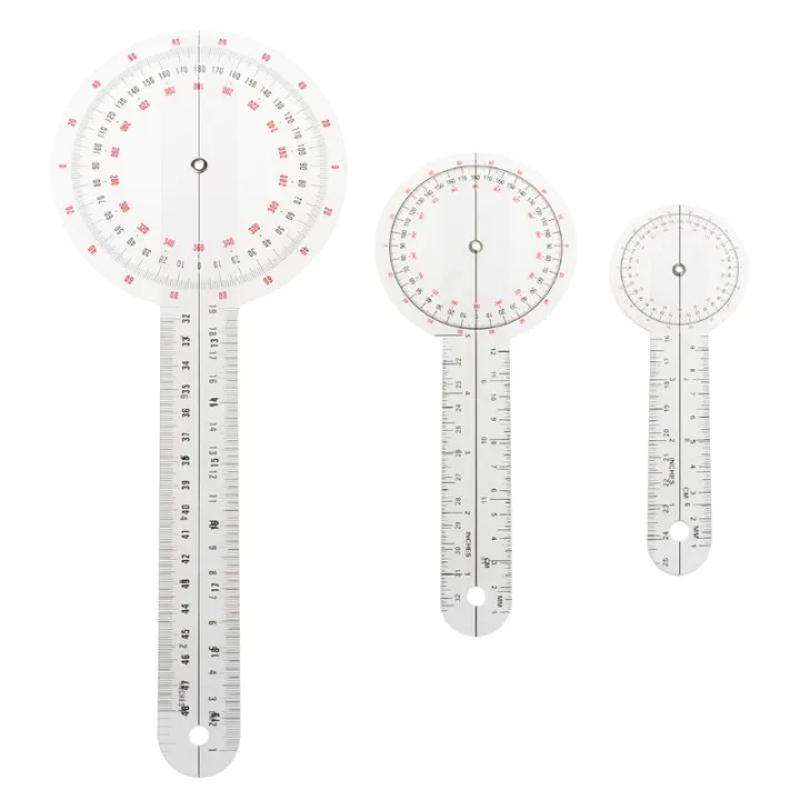 3Pcs/Set Physio Goniometer Angle Protractor Inch Ruler Joint Bend