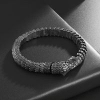 Men 39;s New Punk Retro Black Snake Scale Bracelet Snake Bone Chain Cuff Bracelet Personality Casual Charm Jewelry Gift