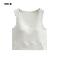 LORIOT เสื้อกล้ามท่อนบนของผู้หญิง,เสื้อกั๊กครอปเสื้อกล้ามคอวีเซ็กซี่ลำลอง SA1413เกาหลีบราเสื้อกล้าม