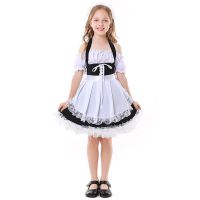 、’】【= Umorden Kids Child Lovely Maid Cosplay Costume For Girls Lolita Black White Halter Dress Fantasia Halloween Costumes