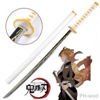 【LZ】⊕◊  Kimetsu no Yaiba Anime Espada Arma Assassino de Demônios Agatsuma Zenitsu Cosplay Faca Ninja Brinquedo PU 104 Toy cm 1:1