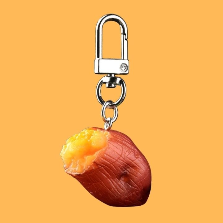 จำลองน่ารักเล็กๆน้อยๆสตรอเบอร์รี่ส้มมันเทศส้มสาวกระเป๋าหัวใจจี้พวงกุญแจรถของขวัญเล็กสองแถมหนึ่ง