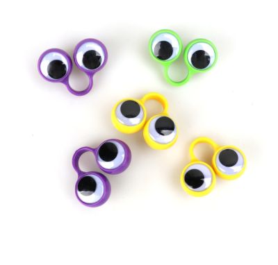 20pcs Eye Finger Pups Plastic Rings with Wiggle Eyes for Kids Birthday Christmas Party Gift Toys Pinata Fillers Color Random