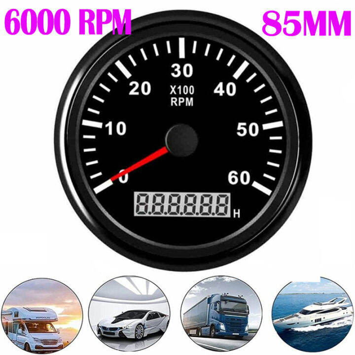 85Mm Marine 30008000 RPM Tachometer Gauge Tahan Air RPM Tacho Meter