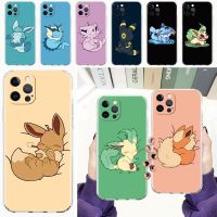 [สินค้าใหม่มีในสต็อก] เคสสำหรับ Apple iPhone ใส13 11 14 Pro Max 12 Mini Soft เคสโทรศัพท์ XR SE 2020 7 8 Plus X XS 6S Pokemon น่ารัก Eevee Lunda