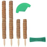 6 PCS 15.7Inch Moss Poles, Stackable Coir Totem Pole Plant Support Extension with 12 Pcs Plant Labels and 100 Pcs Ties