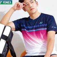 YONEX ชุดสำหรับทั้งหญิงและชายแบดมินตันแขนสั้นชุดออกกำลังกาย Kaus Training ใหม่แห้งเร็ว