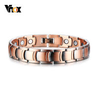 Vnox Therapy Healing Bracelets for Men Copper Male Health Care Casual Jewelry 2500 Gauss Energy Power