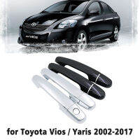 【cw】Black Carbon Fiber handle Or Chrome Side Door Cover for Toyota Vios Yaris XP40 XP90 XP150 Belta 2002~2017 Car Styling 2003 2004hot