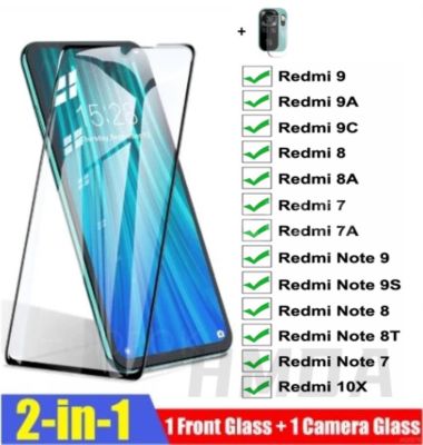 【NEW Popular】2in1 9D แก้วป้องกันสำหรับ Xiaomi Redmi 9 9A 8 8A 7 7A 10Tempered ตัวป้องกันหน้าจอบันทึก8T 9S Pro Max ฟิล์ม