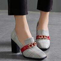 CODff51906at Fashion British style casual all-match striped high heel womens shoes
