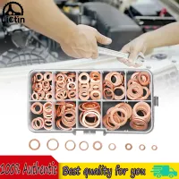 LICTIN 200 Pieces of Copper Washer Nut and Bolt Set Flat Ring Seal Mechanical Repair Work Combination Kit with Box/M8/M10/M12/M14 for Oil Pan Plug