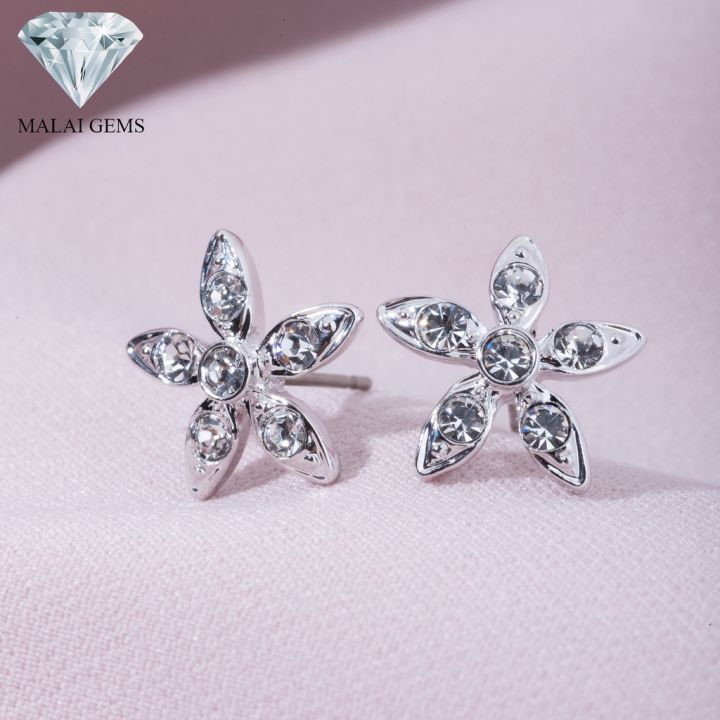 malai-gems-ต่างหูเพชร-เงินแท้-silver-925-เพชรสวิส-cz-เคลือบทองคำขาว-รุ่น51000143-แถมกล่อง-ต่างหูcz-ต่างหูเงินแท้