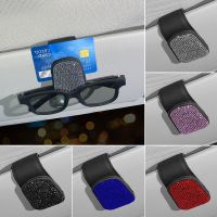 Glitter Bling Tempat Kacamata Pelindung Matahari Mobil Kartu Dua Arah Tiket Kacamata Pengencang Aksesori Klip Kacamata Hitam Magnetik Otomatis