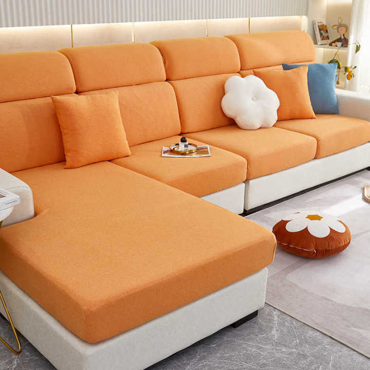 Home Elastic Plain Sofa Covers 1/2/3/4 Seater Combination Couch Slipcover  Chaise Lounge Sofa Mattress