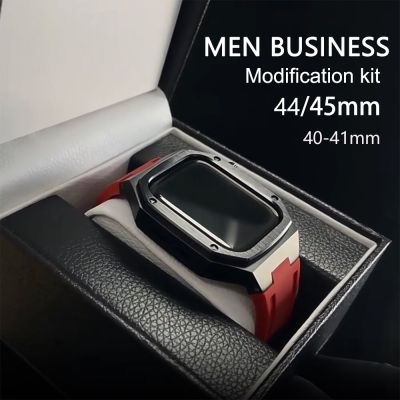 Metal Case for Apple Watch Bracelet 44mm 45mm Band Silicone Belt for Iwatch 6 SE 7 5 Stainless Steel Strap Business 40mm 41mm Straps