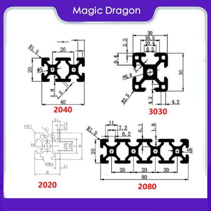 3d-อัดขึ้นรูปอะลูมิเนียม2040-3030-2080-100-200-300-350-400-500-550-600มม-รางเชิงเส้นแบบขึ้นรูปชิ้นส่วนเครื่องพิมพ์-cnc