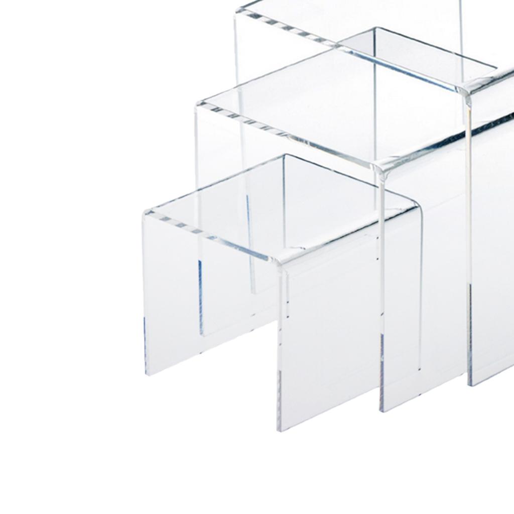 Set of 3Pcs Clear Acrylic Display Riser Stand Jewelry Gift Showcase 3/4/5'' 