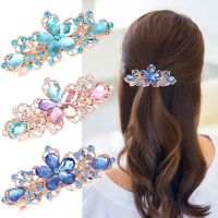 Crystal Flower All-match Top Clip Spring Clips Rhinestone Alloy Hair Clip Womens Korean Hair Accessories