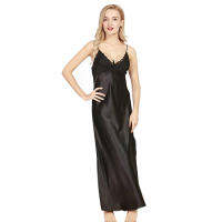 Ladies Silk Pajamas Maxi Dress Split Casual Sexy Slim Plus Size That Occupy The Home Women Pajamas