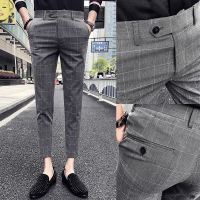 COD DSFGRTUTYIII 【SHIP IN 24HR】Checkered Pants Mens Plaid Formal Pant Trouser Straight Casual Slim Fit Office Long Pants Seluar Slack lelaki