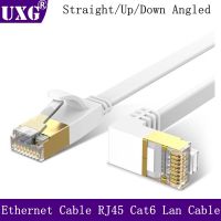 90 Degree Ethernet Cable RJ45 Cat6 Lan Cable RJ 45 Flat Network Flat Cable Patch Cord for Modem Router TV Patch Panel PC Laptop Wires  Leads Adapters