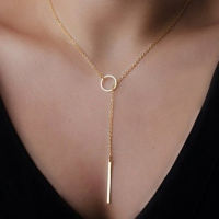 Minimalist Round Stick สร้อยคอจี้สำหรับผู้หญิง Pearl Clavicle สร้อยคอใบยาวแฟชั่นเครื่องประดับ Statement Girl Gift-ioec53 shop