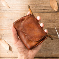 TOP☆Retro Planting Leather Handmade Genuine Leather Card Holder Mens and Womens Mini Coin Purse First Layer Cowhide Ultra-Thin Driving License Card Holder